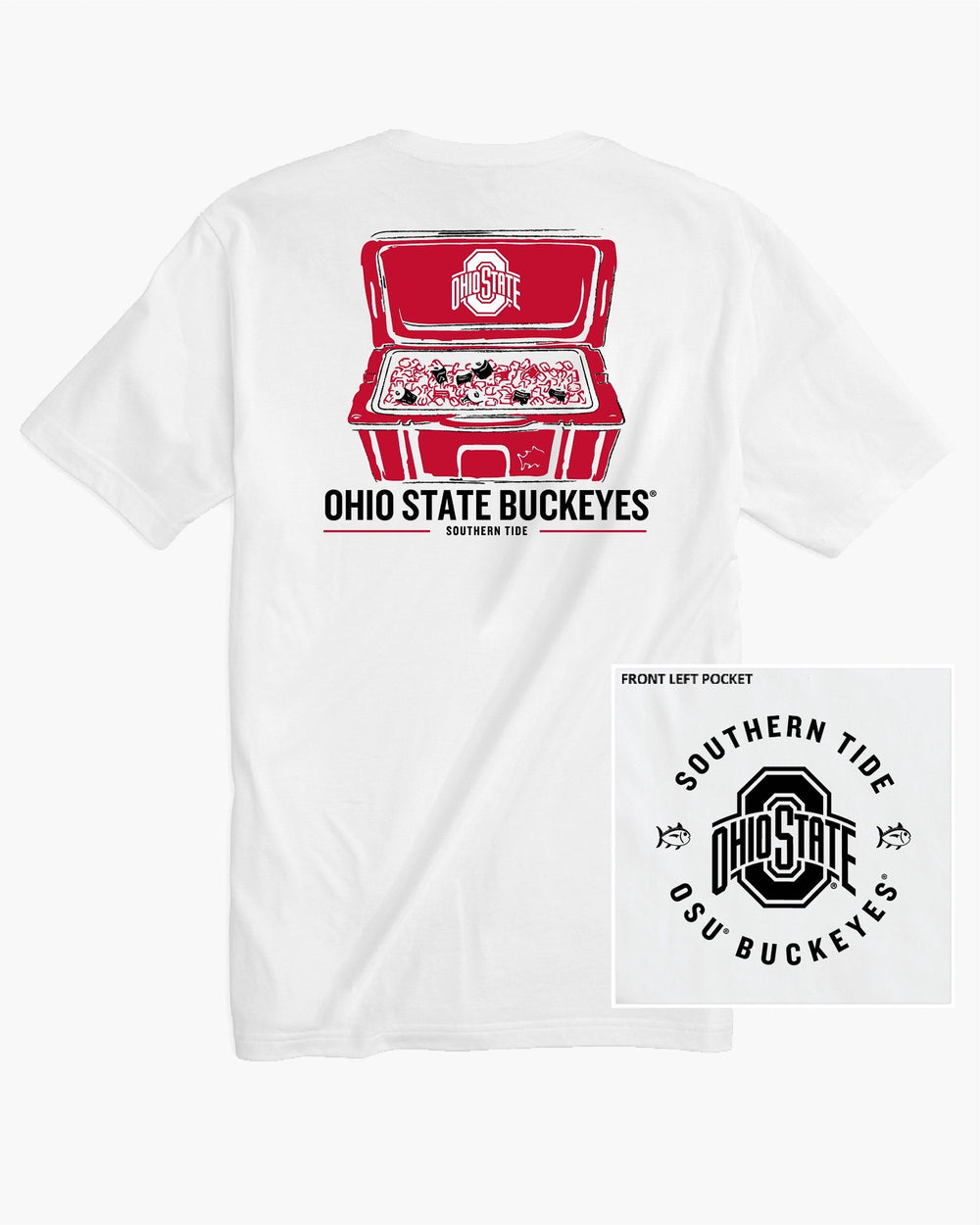The back of the Men's Ohio State Buckeyes Cooler Short Sleeve T-Shirt - Classic White