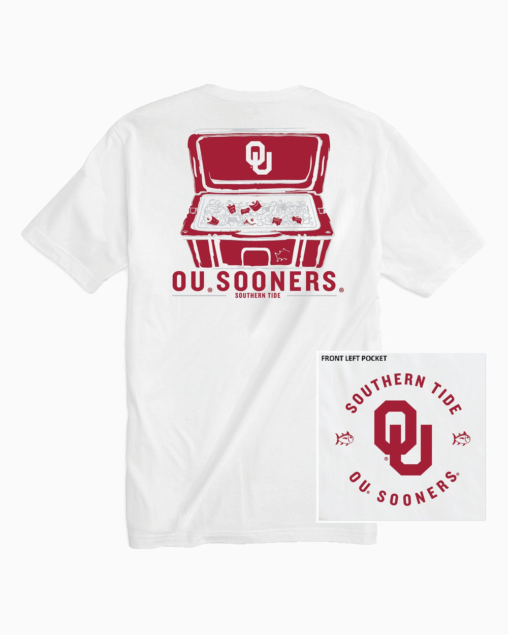The back of the Men's Oklahoma Sooners Cooler Short Sleeve T-Shirt by Southern Tide - Classic White