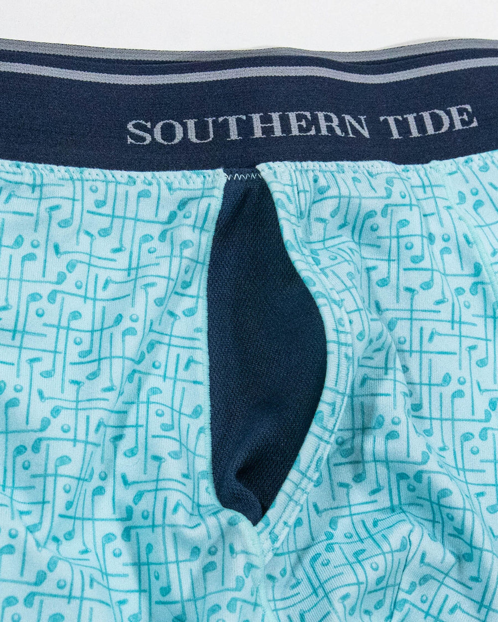 The detail view of the Southern Tide Over Clubbing Baxter Boxer Brief by Southern Tide - Baltic Teal
