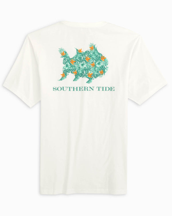 The back view of the Southern Tide Palm Frond Skipjack Fill T-Shirt by Southern Tide - Classic White