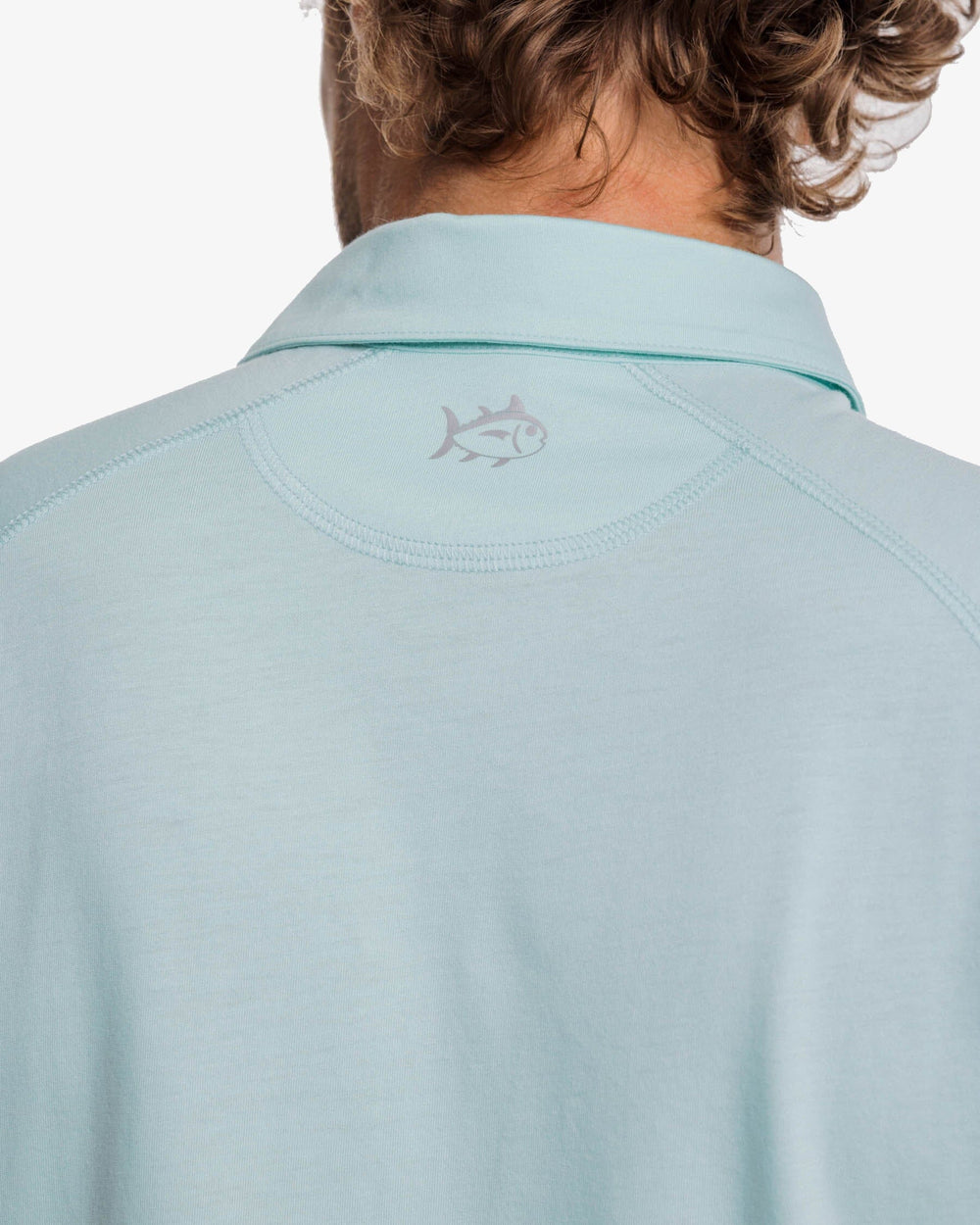 The detail view of the Southern Tide Racquet Polo Shirt by Southern Tide - Baltic Teal