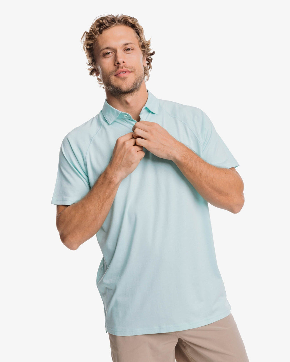The front view of the Southern Tide Racquet Polo Shirt by Southern Tide - Baltic Teal