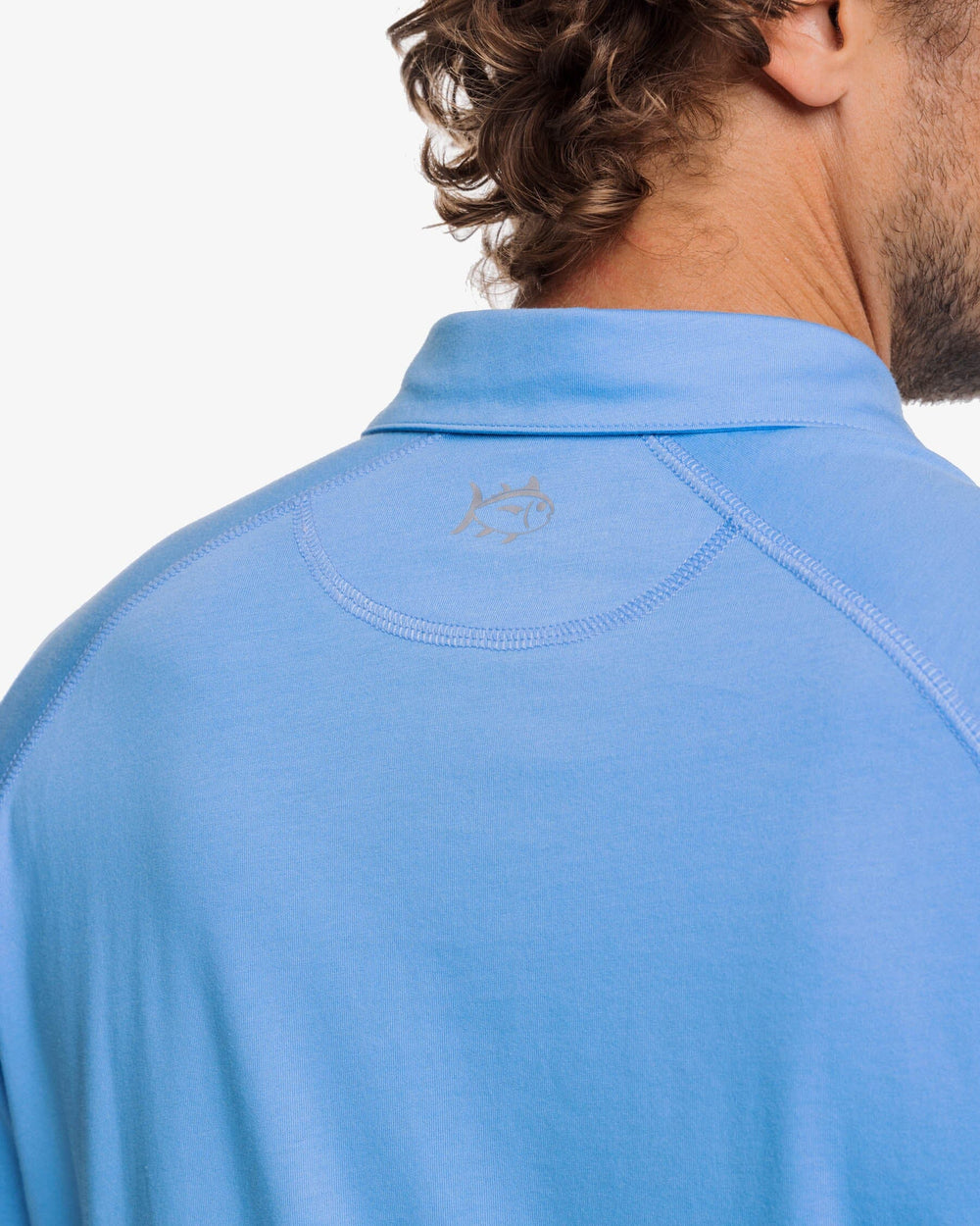 The detail view of the Southern Tide Racquet Polo Shirt by Southern Tide - Boat Blue