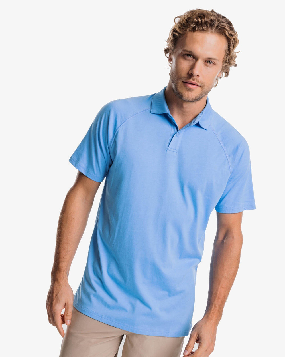 The front view of the Southern Tide Racquet Polo Shirt by Southern Tide - Boat Blue