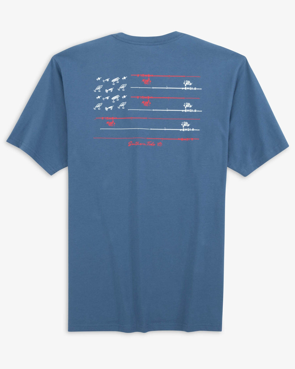 The back view of the Southern Tide Red White and Lure T-shirt by Southern Tide - Aged Denim