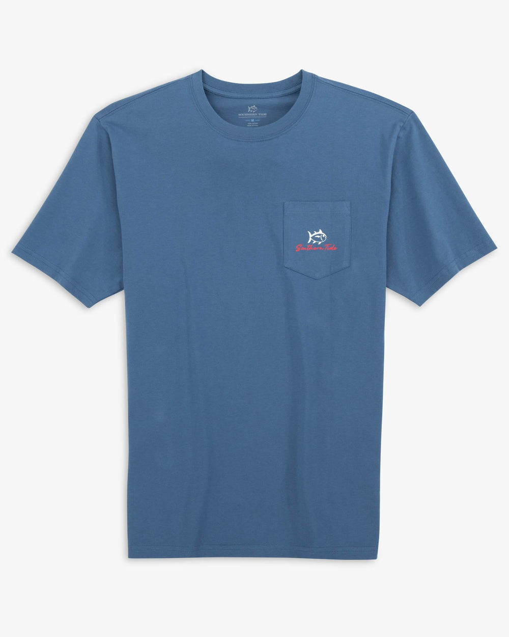 The front view of the Southern Tide Red White and Lure T-shirt by Southern Tide - Aged Denim