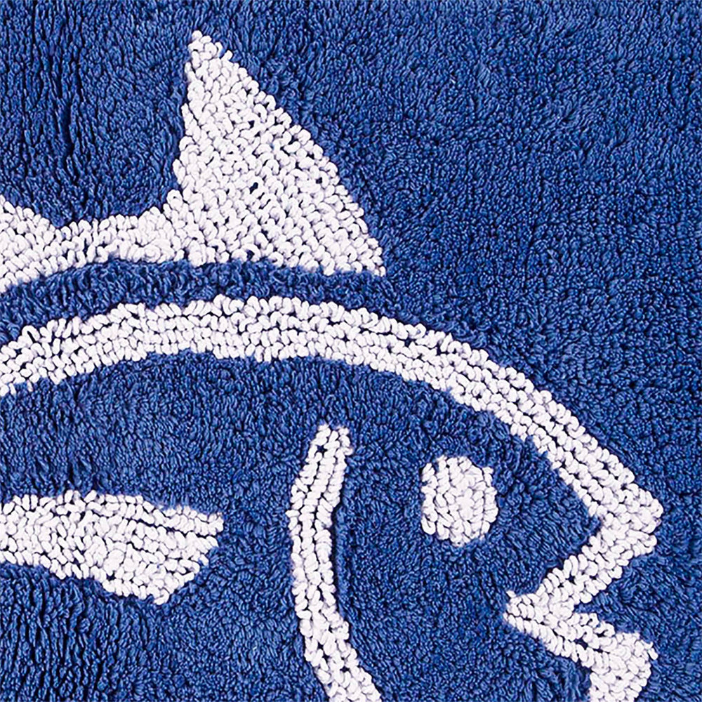 The detail view of the Reversible Skipjack Bath Rug by Southern Tide - Cobalt Blue