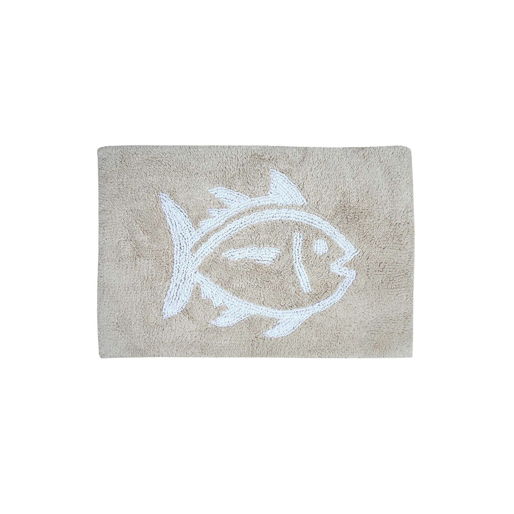 The front view of the Reversible Skipjack Bath Rug by Southern Tide - Sand