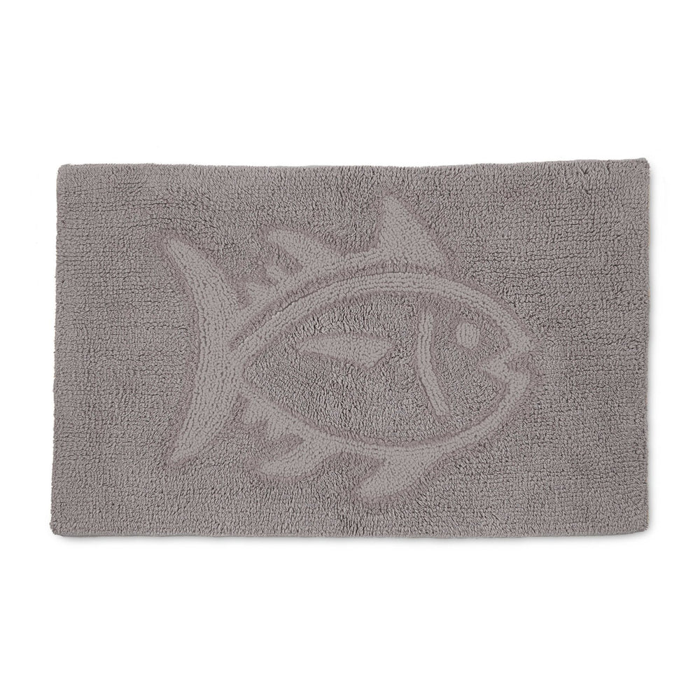 The front view of the Reversible Skipjack Tonal Bath Rug by Southern Tide - Harpoon Grey
