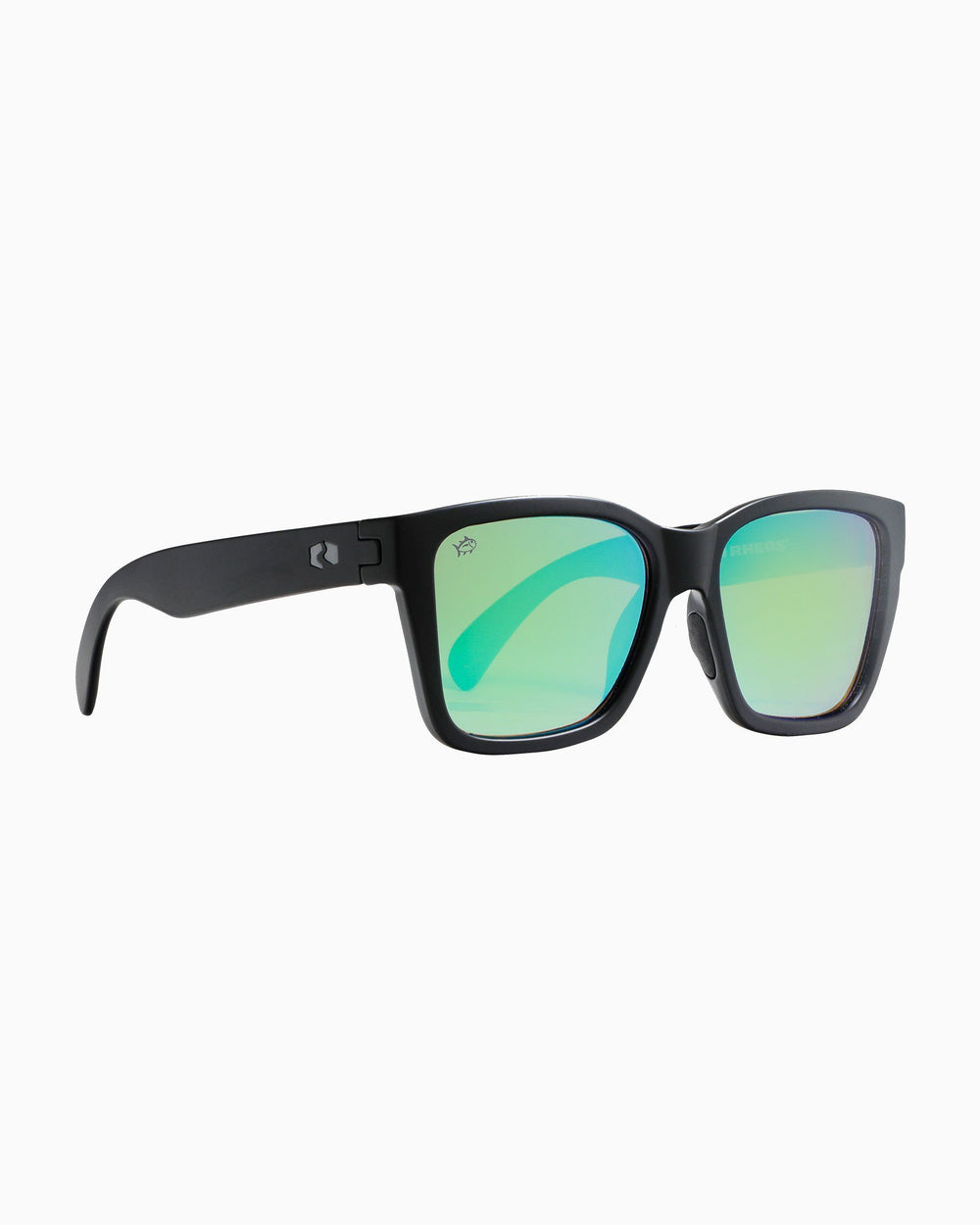 The side of the Rheos Edistos Sunglasses by Southern Tide - Gunmetal Emerald
