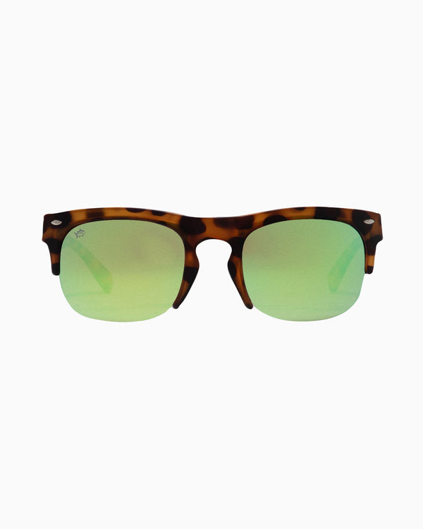 The front of the Men's Rheos Sullivans Sunglasses by Southern Tide - Tortoise Emerald