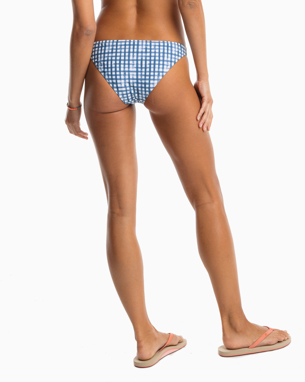 The back view of the Women's Bikini Bottom by Southern Tide - Seven Seas Blue Painted Gingham