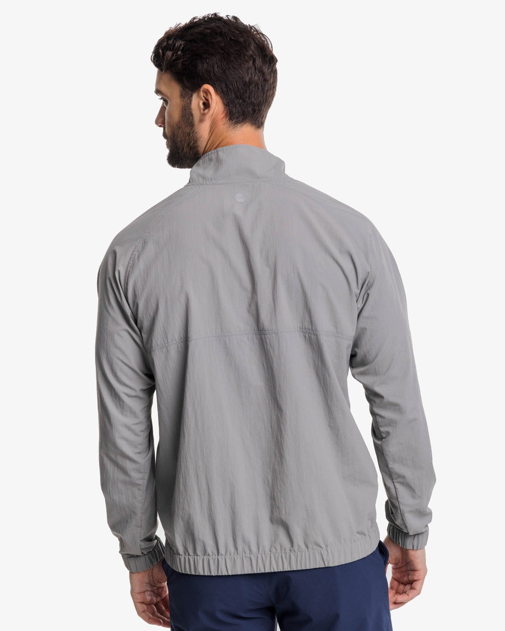 The back view of the Southern Tide Shoreline Performance Pullover by Southern Tide - Frost Grey