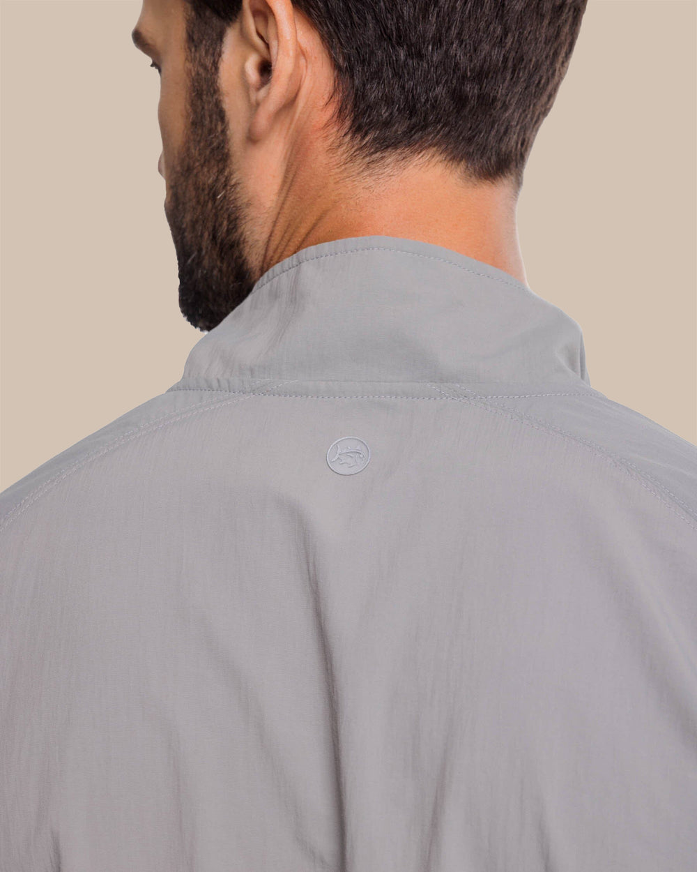 The yoke view of the Southern Tide Shoreline Performance Pullover by Southern Tide - Frost Grey