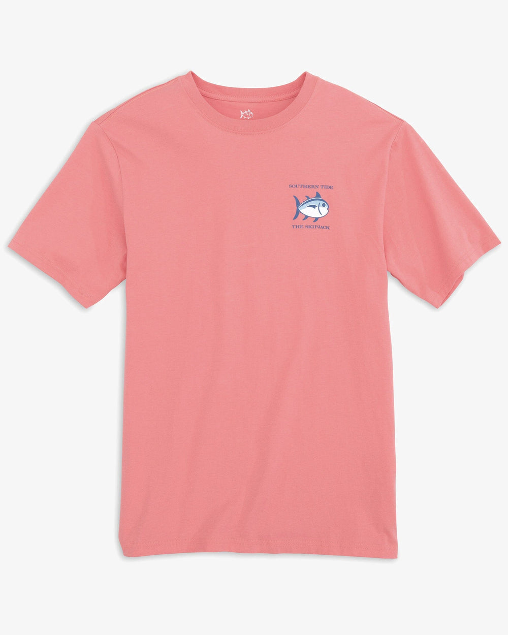 The front view of the Southern Tide Original Skipjack Short Sleeve T-Shirt by Southern Tide - Flamingo Pink