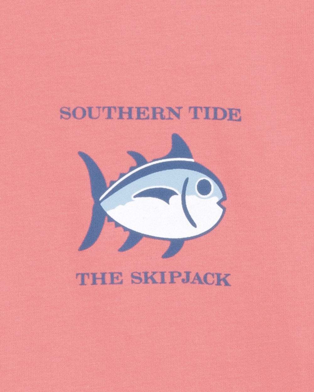 The detail view of the Southern Tide Original Skipjack Short Sleeve T-Shirt by Southern Tide - Flamingo Pink