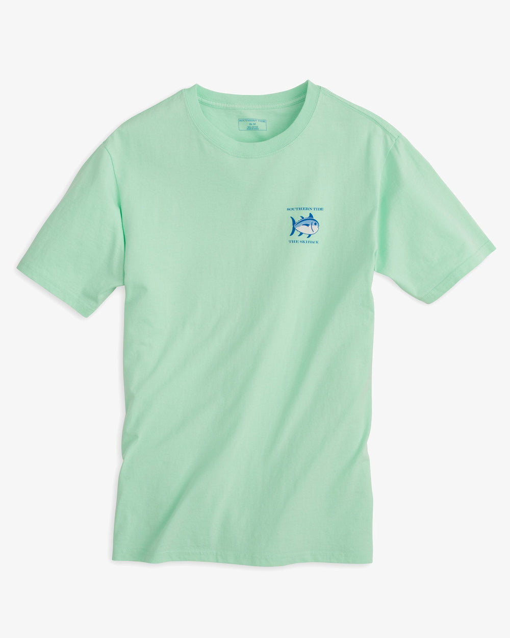 The front view of the Men's Green Original Skipjack Short Sleeve T-Shirt by Southern Tide - Offshore Green