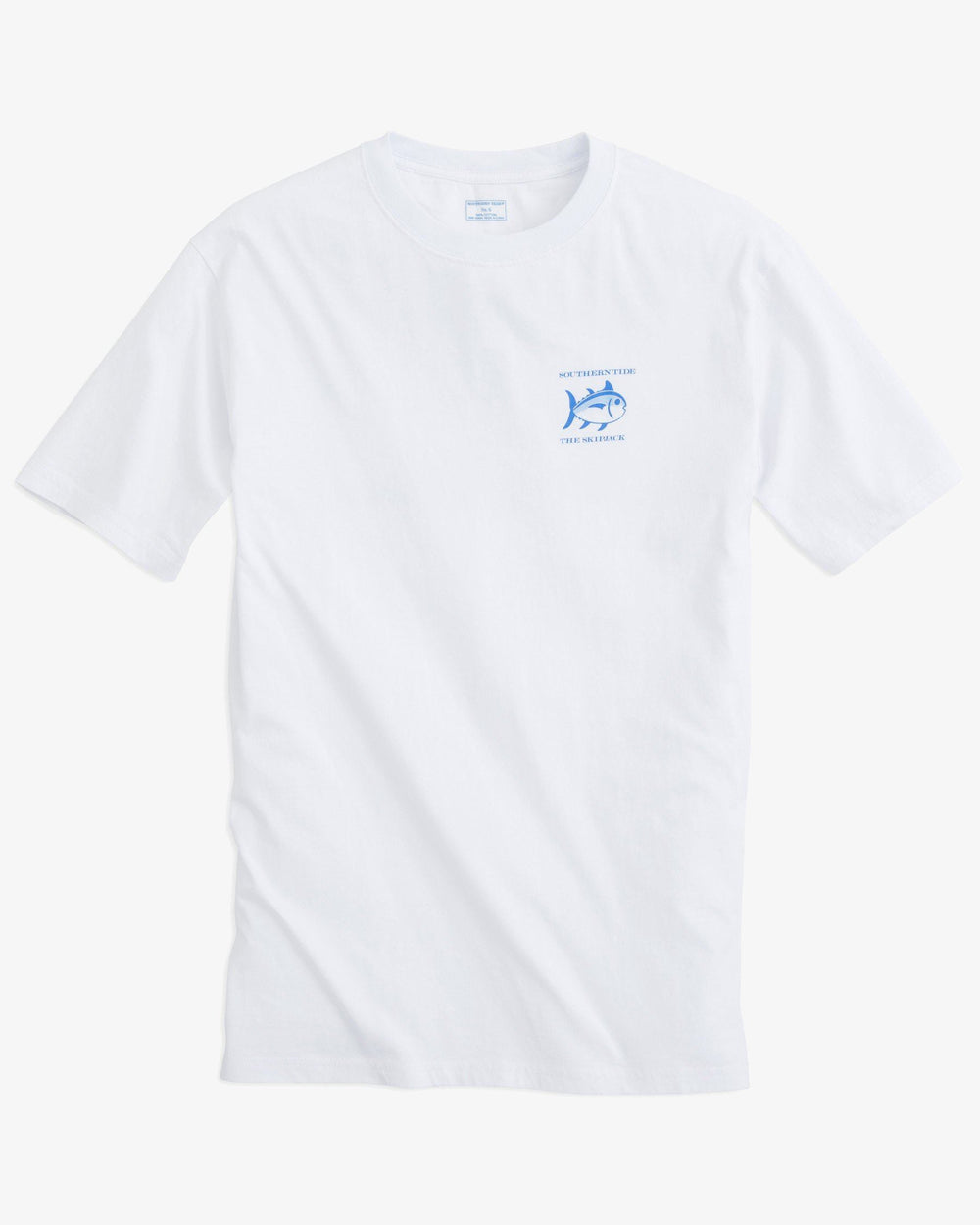 The front view of the Men's White Original Skipjack Short Sleeve T-Shirt by Southern Tide - White