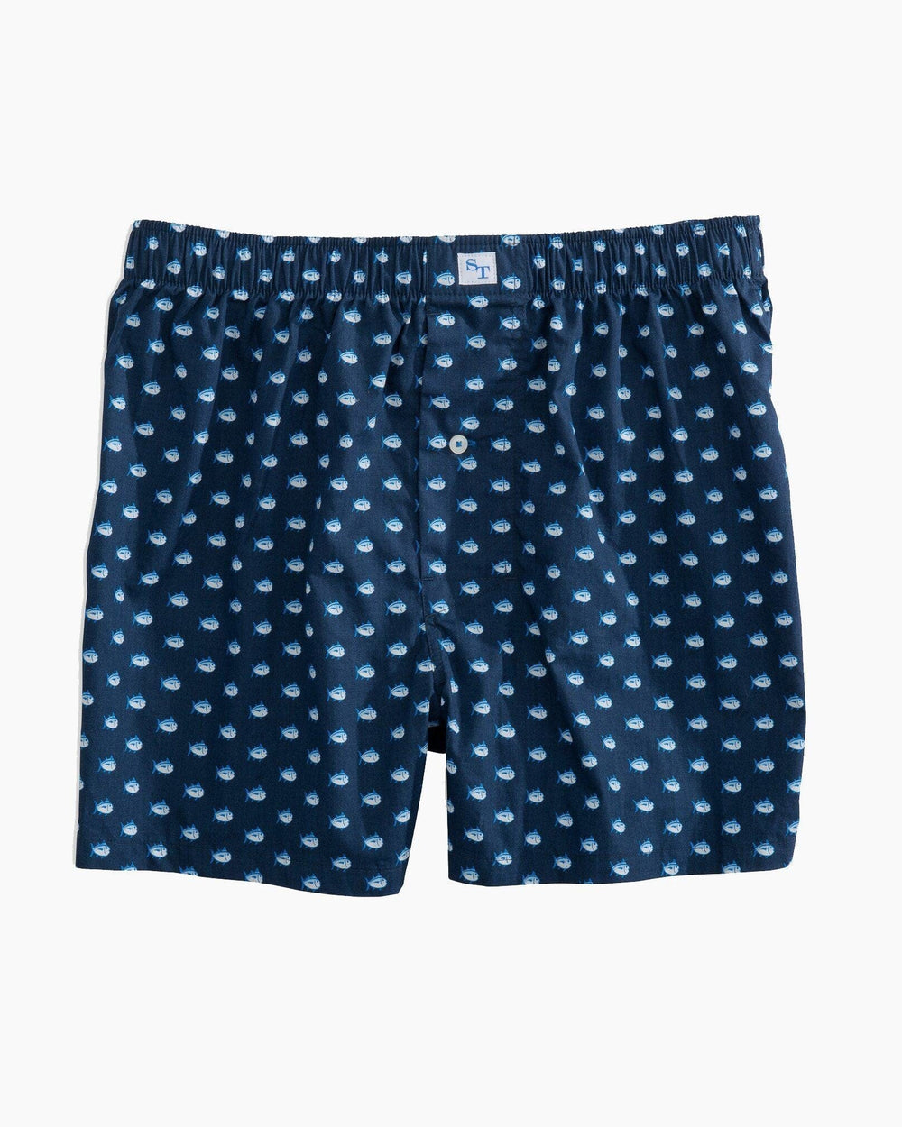 The front view of the Men's Navy Skipjack Boxer Shorts by Southern Tide - True Navy