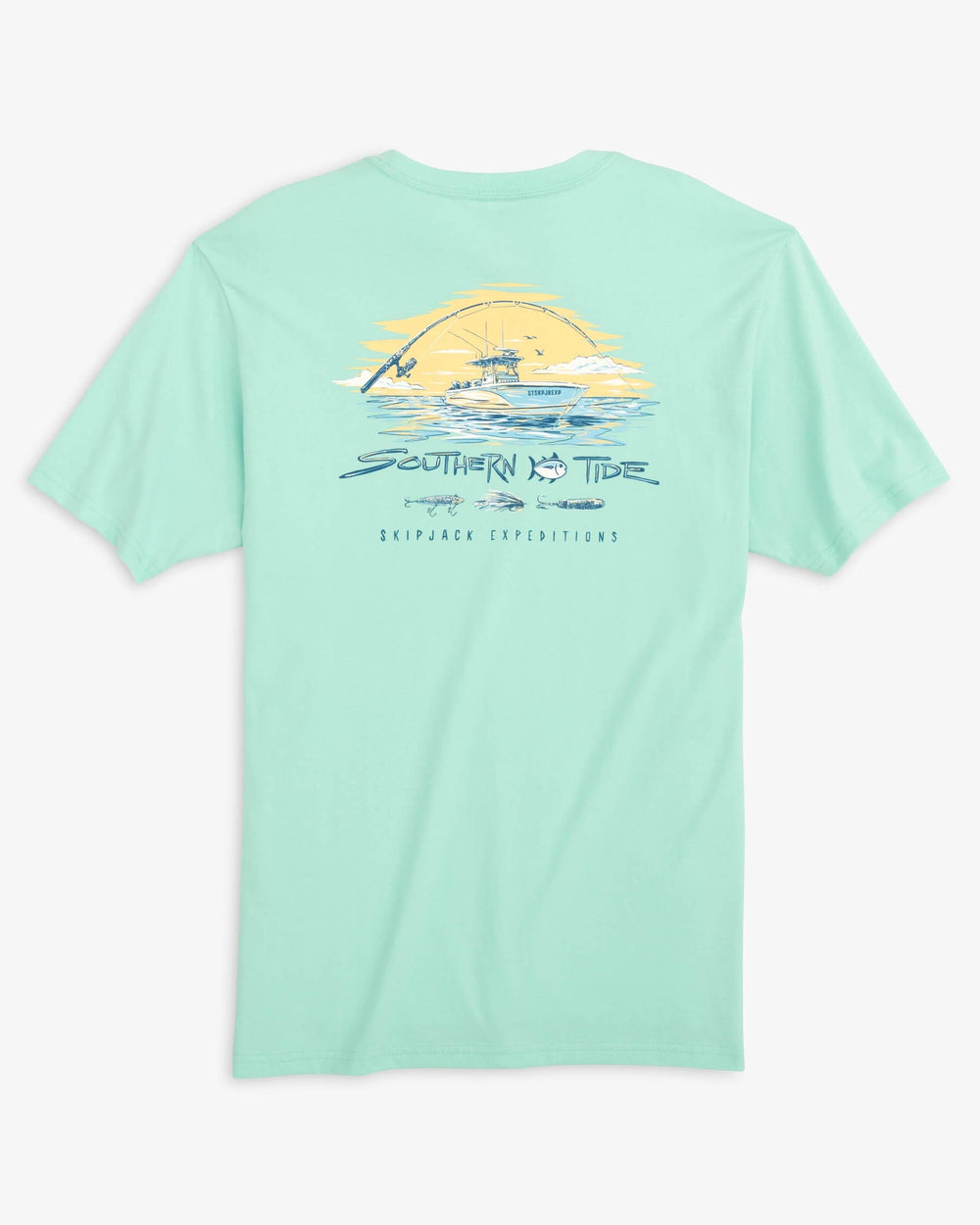 The back view of the Southern Tide Skipjack Expeditions T-Shirt by Southern Tide - Baltic Teal