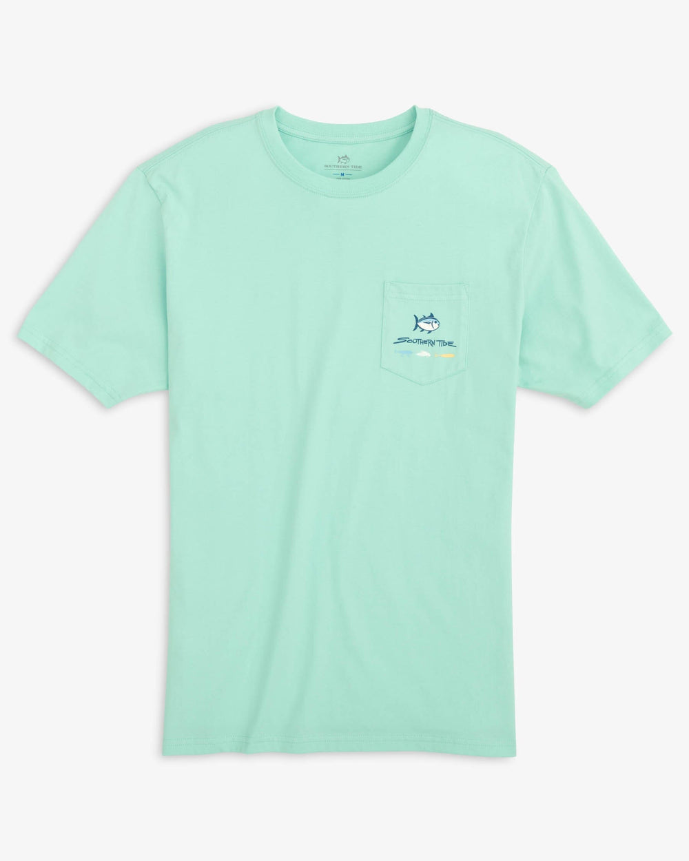 The front view of the Southern Tide Skipjack Expeditions T-Shirt by Southern Tide - Baltic Teal