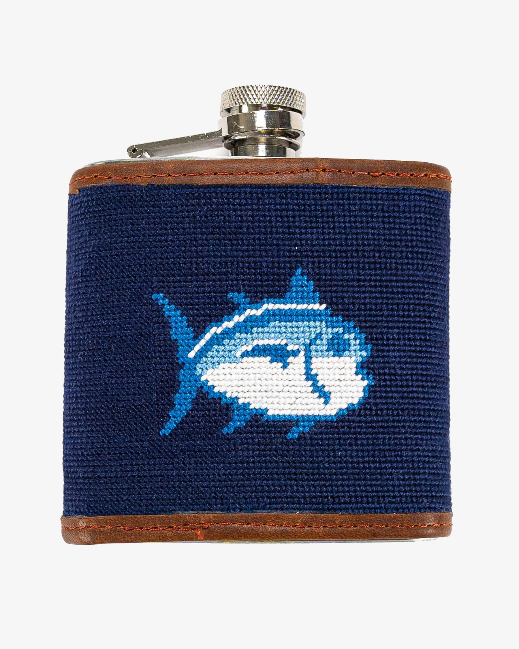 Fish Needlepoint Flask