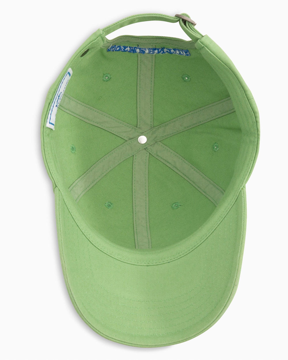 The inside of the Skipjack Hat by Southern Tide - Bay Leaf Green