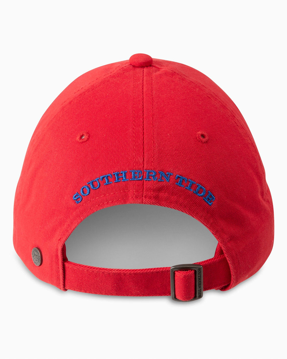 The back of the Skipjack Hat by Southern Tide - Roman Red