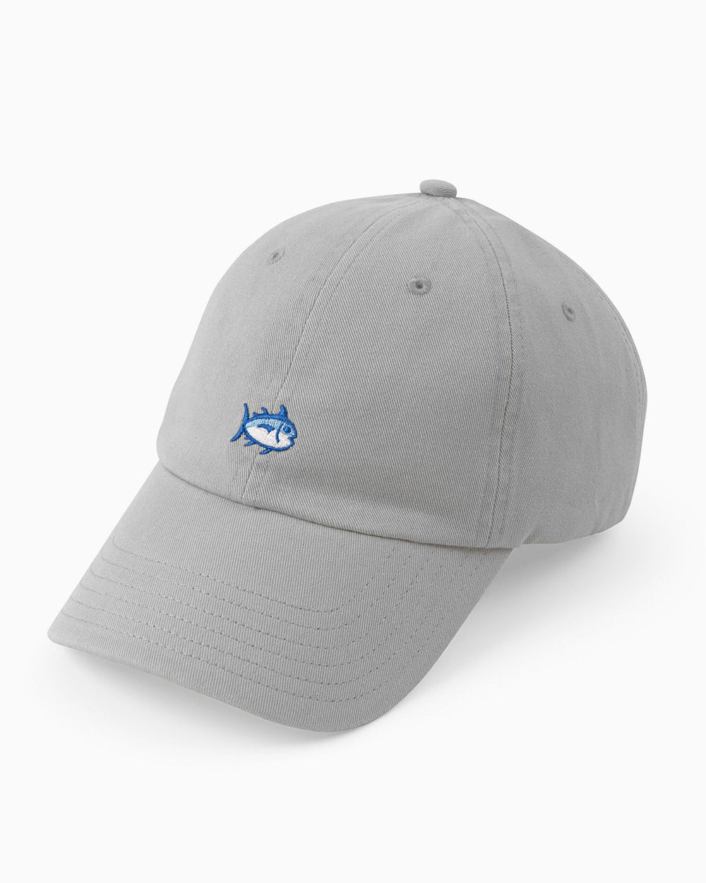 The front of the Skipjack Hat by Southern Tide - Steel Grey