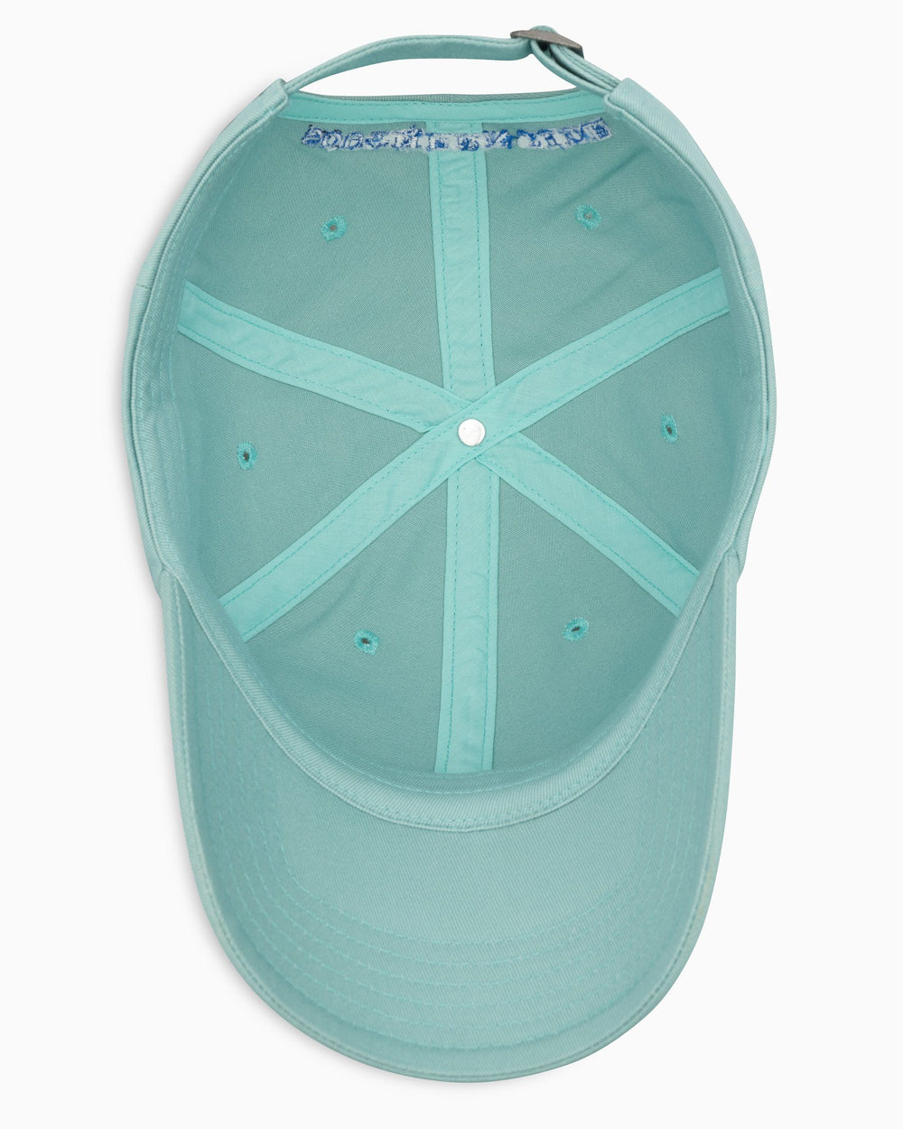 The inside of the Skipjack Hat by Southern Tide - Wake Blue