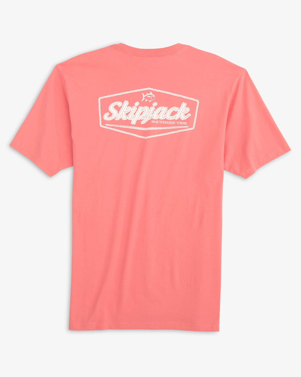 The back view of the Southern Tide Skipjack Patch T-Shirt by Southern Tide - Sunkist Coral
