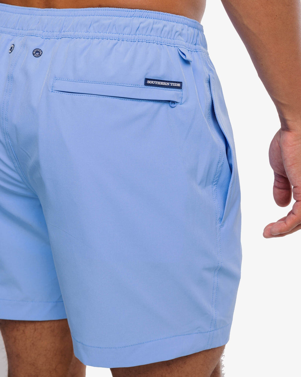 The detail view of the Southern Tide Solid Swim Trunk 3 by Southern Tide - Ocean Channel