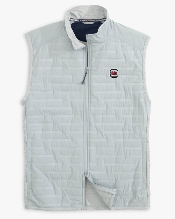 The front view of the Southern Tide South Carolina Abercorn Vest by Southern Tide - Gravel Grey