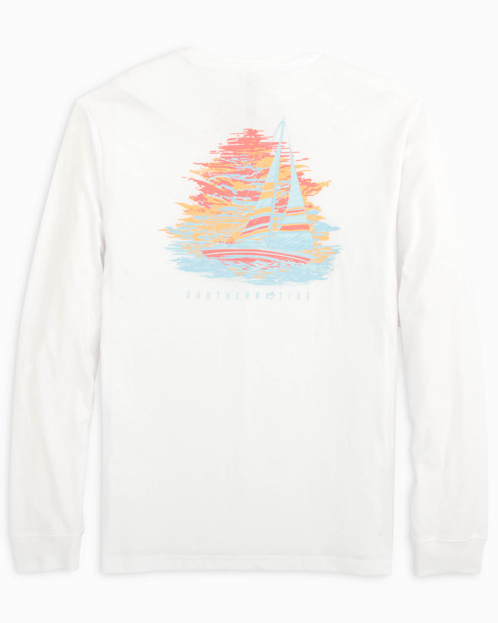 The back view of the Southern Tide Southern Sailing Long Sleeve T-Shirt by Southern Tide - Classic White