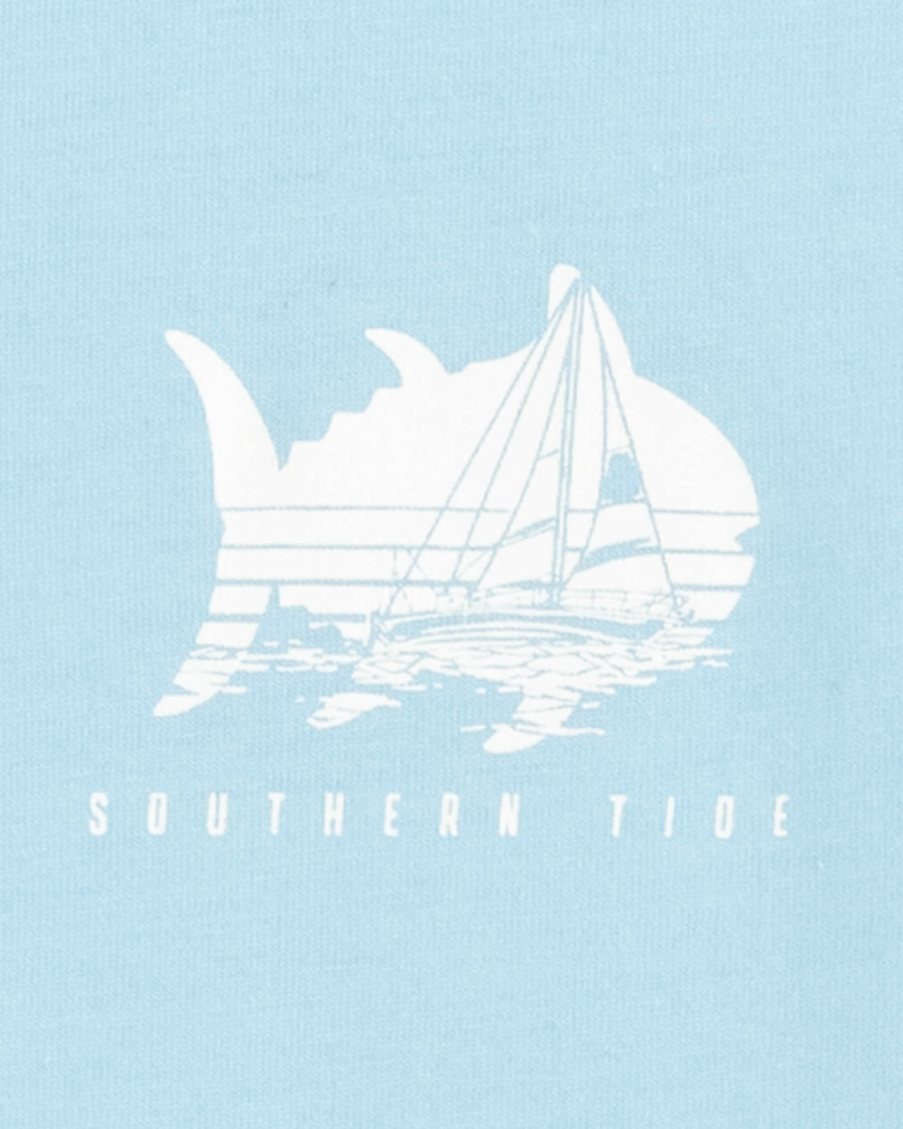 The detail view of the Southern Tide Southern Sailing Long Sleeve T-Shirt by Southern Tide - Rain Water