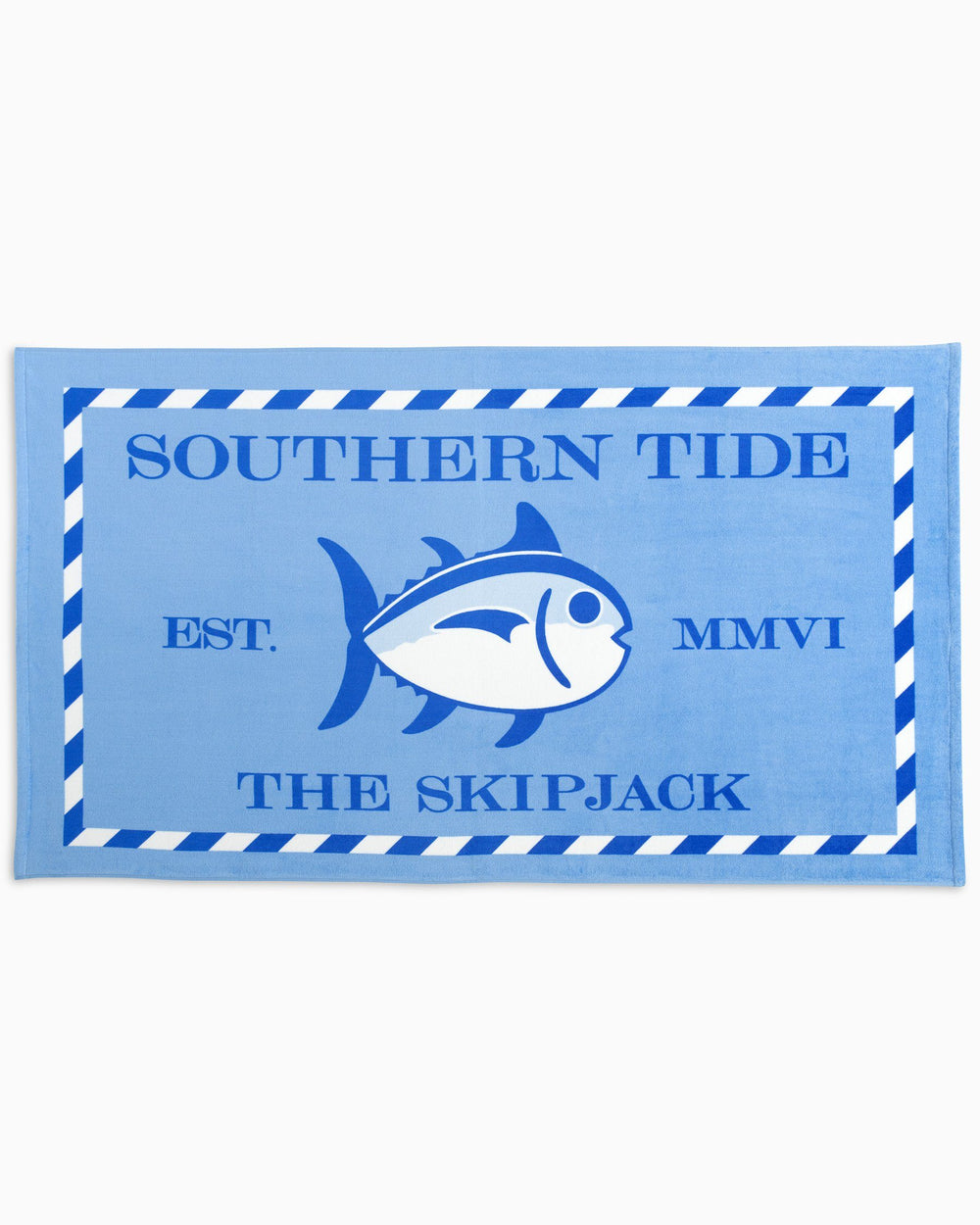 The front view of the Skipjack Beach Towel by Southern Tide - Ocean Channel