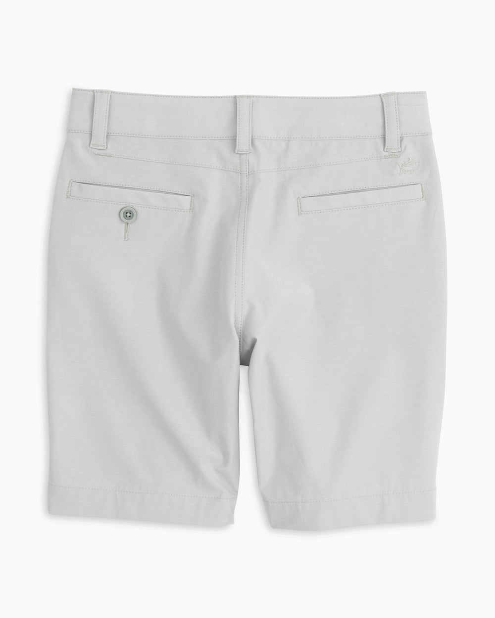 The back view of the Kid's Grey T3 Gulf Short by Southern Tide - Seagull Grey