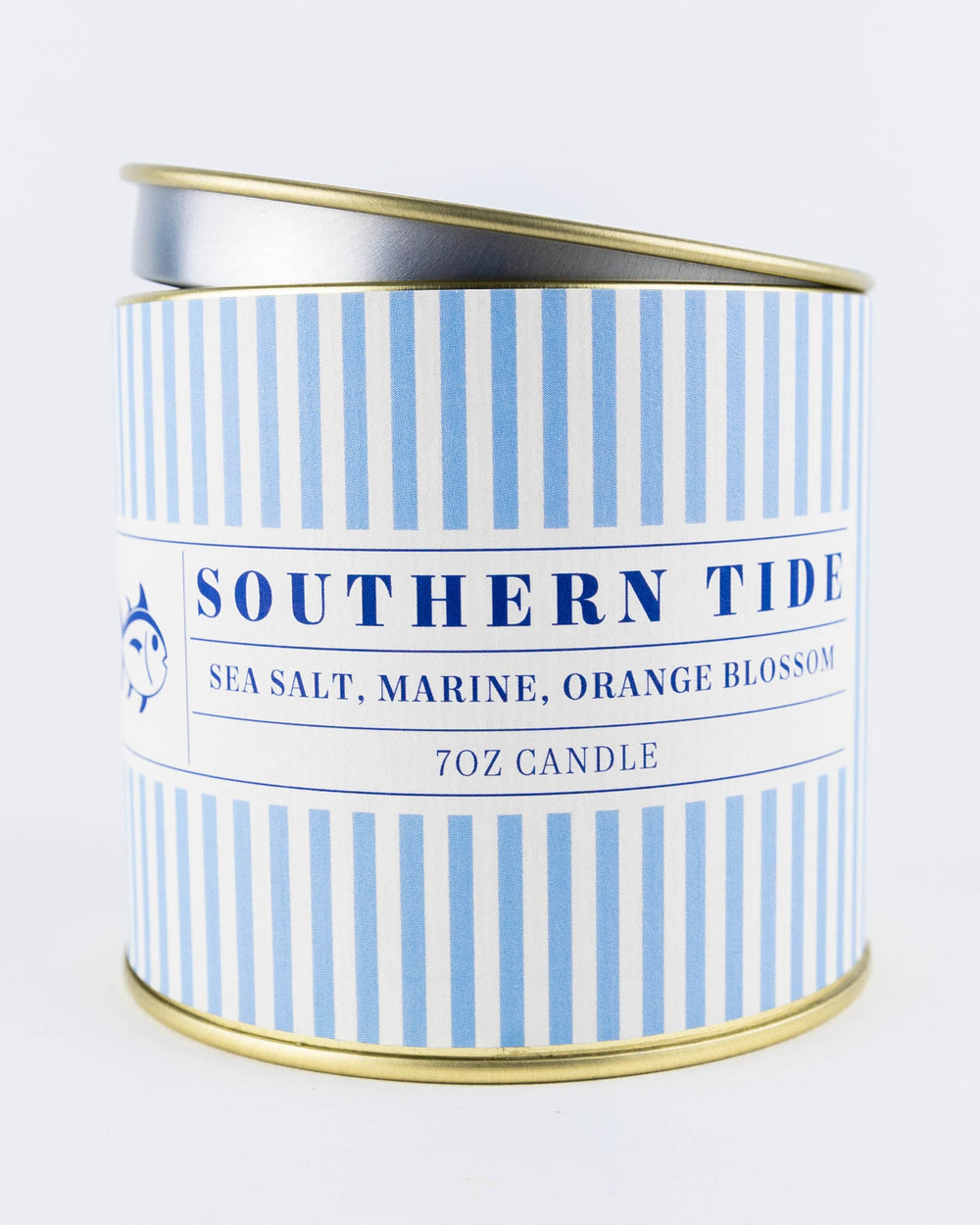 The front semiopen view of the Southern Tide Southern Tide Candlefish Candle by Southern Tide - Blue