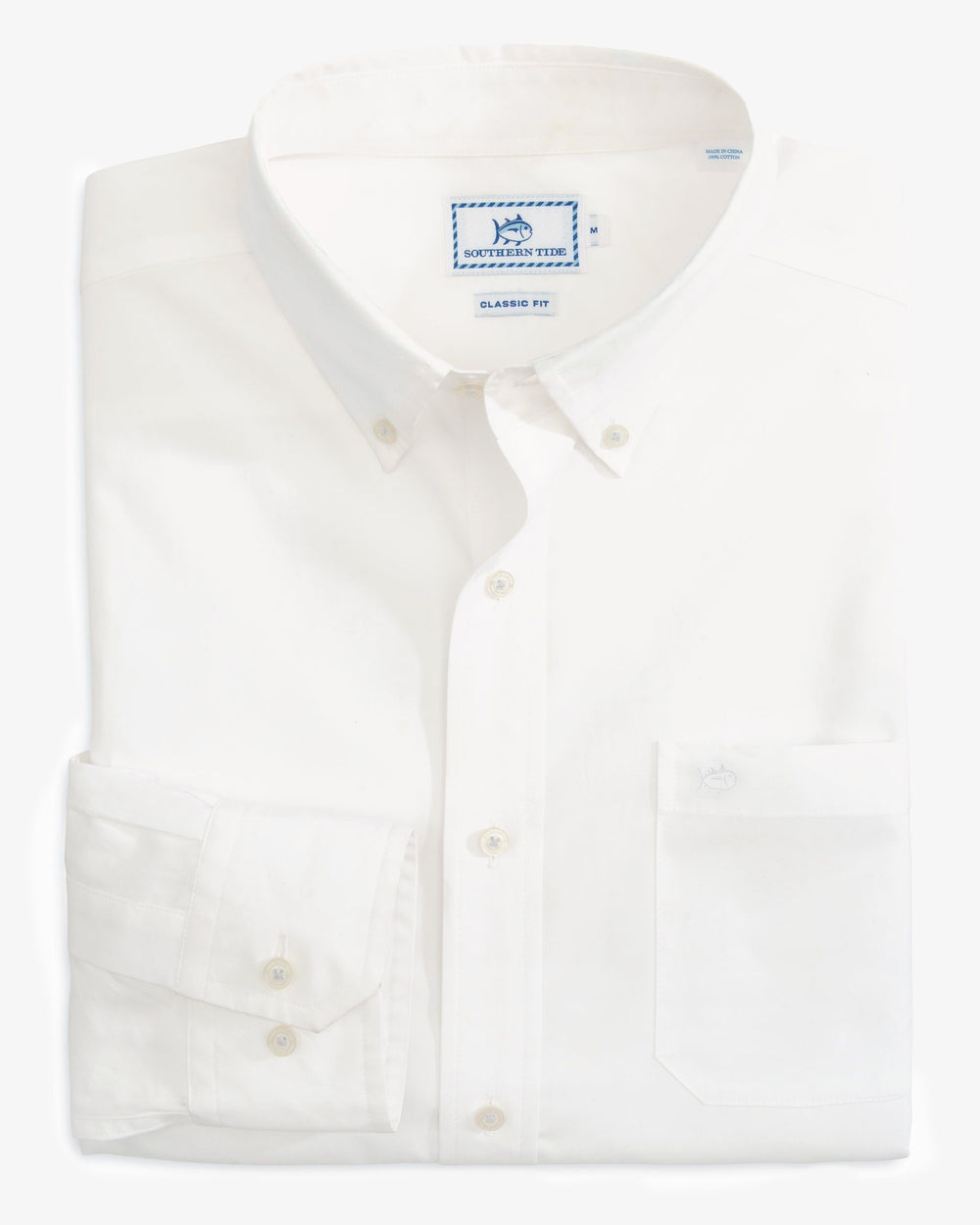 The front view of the Men's White Sullivans Solid Button Down Shirt by Southern Tide - Classic White