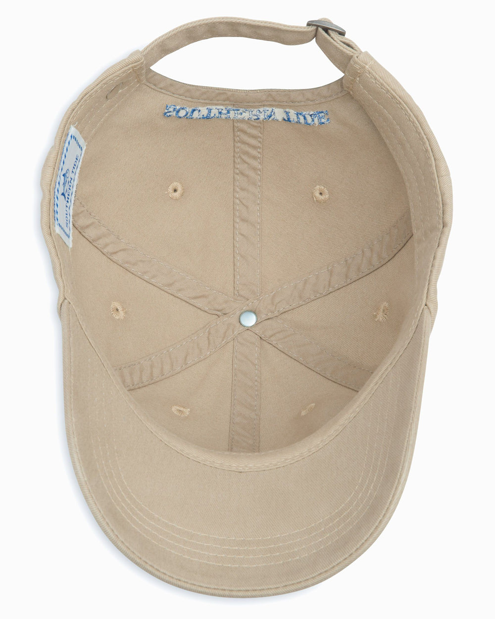 The inside of the Skipjack Hat by Southern Tide - Khaki