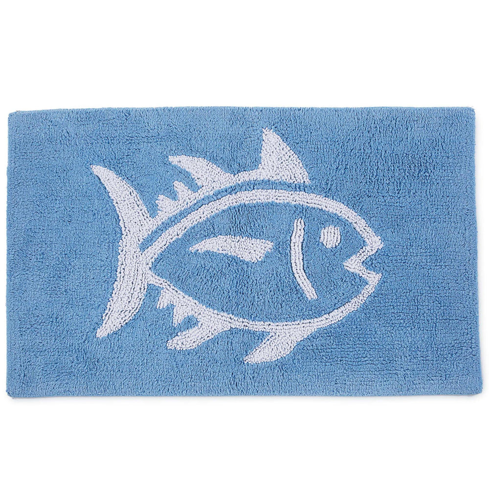 The front view of the Southern Tide Reversible Skipjack Bath Rug by Southern Tide - Light Blue