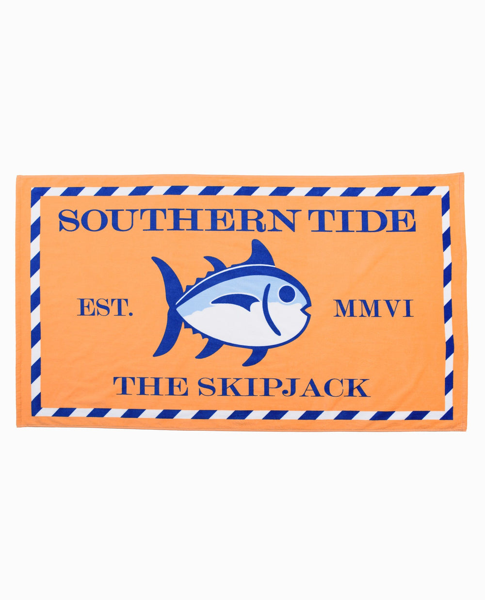 The front view of the Skipjack Beach Towel by Southern Tide - Horizon
