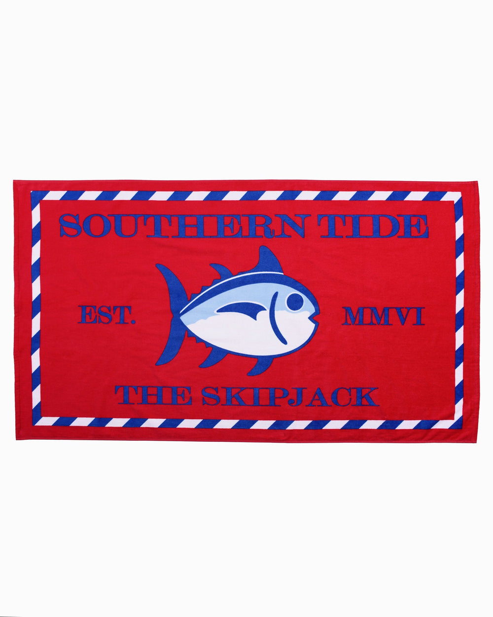 The front view of the Skipjack Beach Towel by Southern Tide - Portside