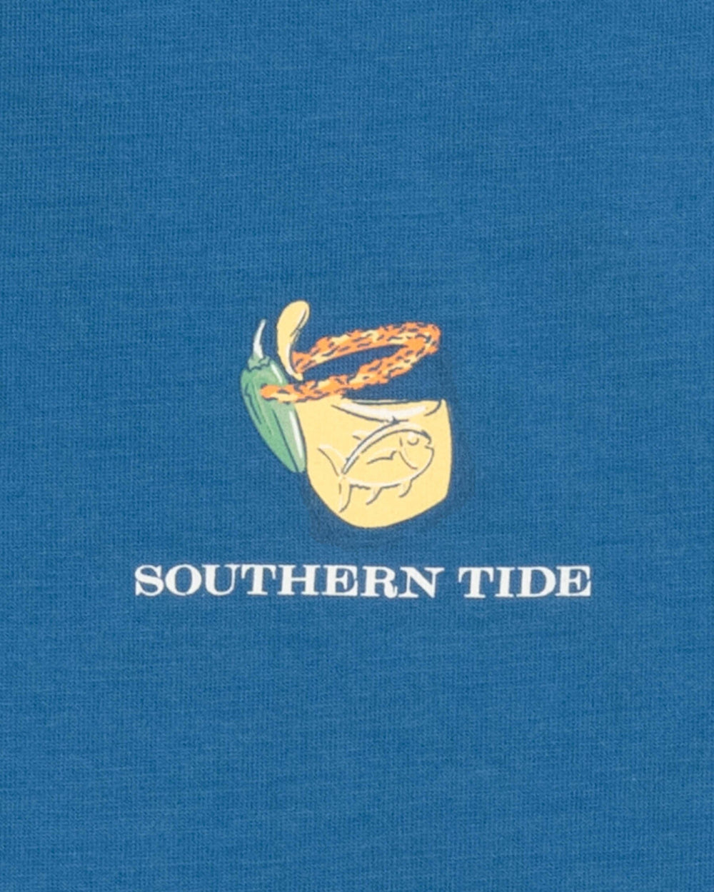 The detail view of the Southern Tide Spicy Skipjack T-Shirt by Southern Tide - Atlantic Blue