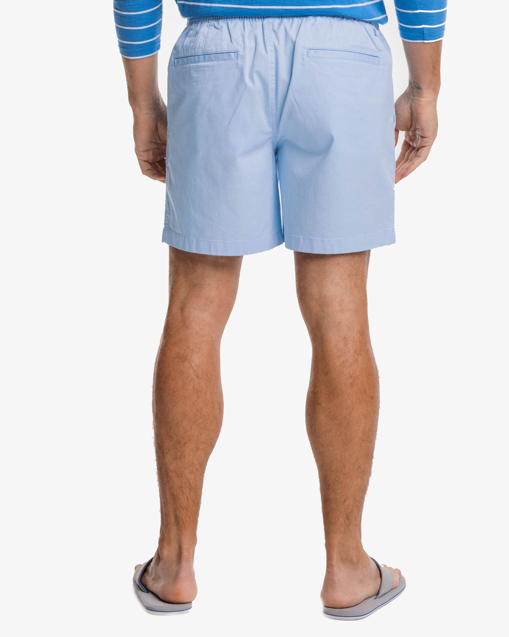 The back view of the Southern Tide Sun Farer 6 Inch Short by Southern Tide - Clearwater Blue