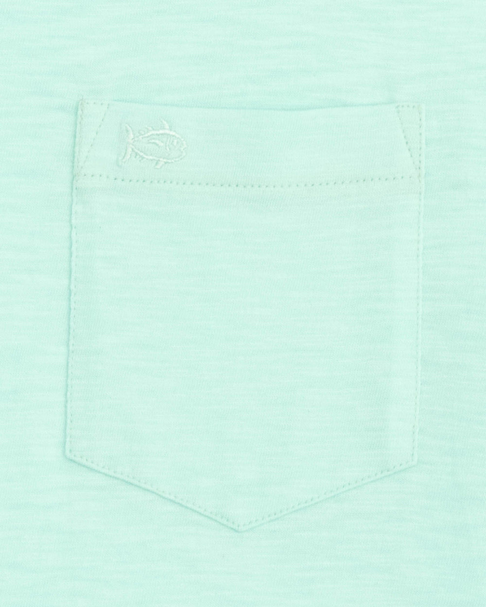 The detail view of the Southern Tide Sun Farer Short Sleeve T-Shirt by Southern Tide - Baltic Teal