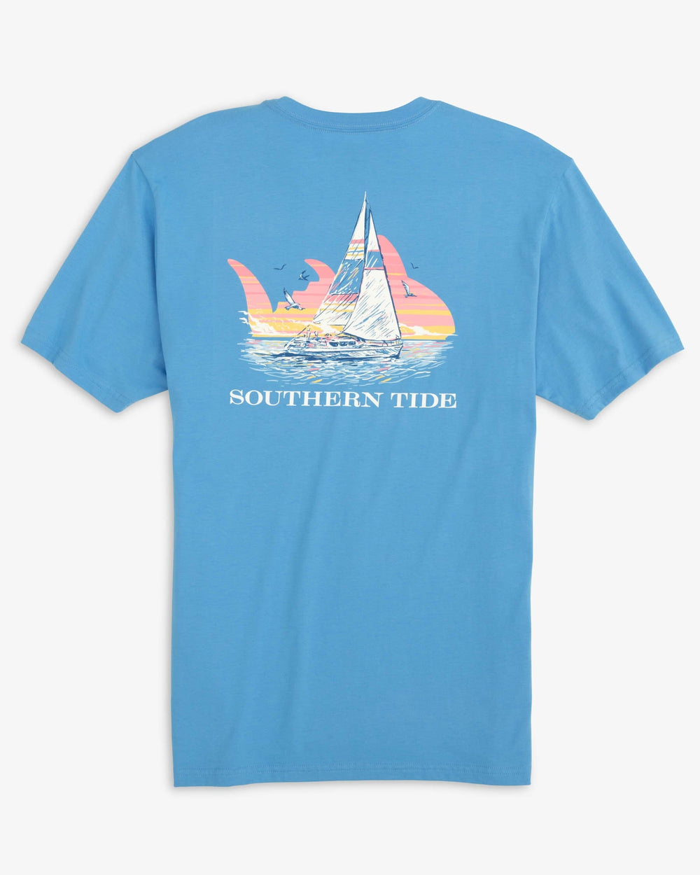The back view of the Southern Tide Sunset Sailor T-Shirt by Southern Tide - Boat Blue