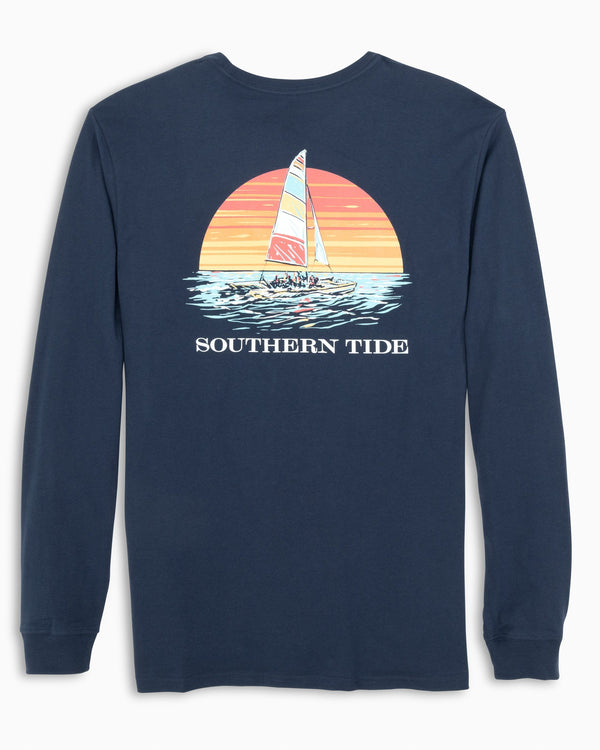 The back view of the Sunset Silhouette Long Sleeve T-Shirt by Southern Tide - Navy