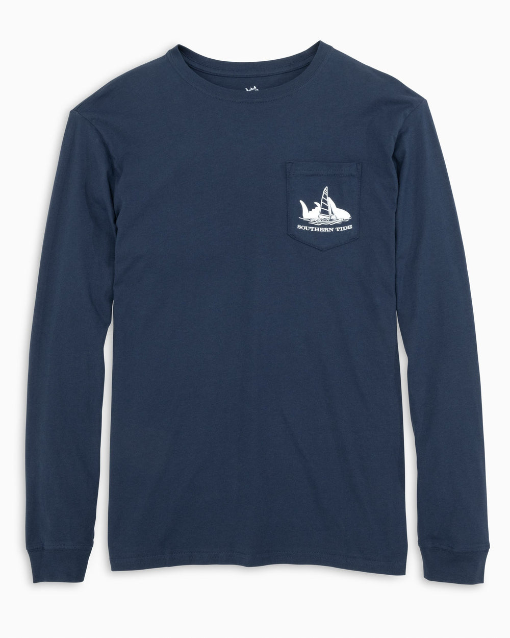 The front view of the Sunset Silhouette Long Sleeve T-Shirt by Southern Tide - Navy