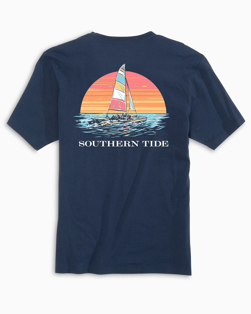 The back view of the Sunset Silhouette T-Shirt by Southern Tide - Navy